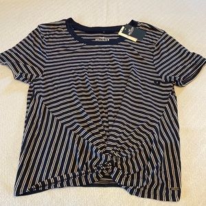 Womens Blue & White striped cropped T-shirt size S